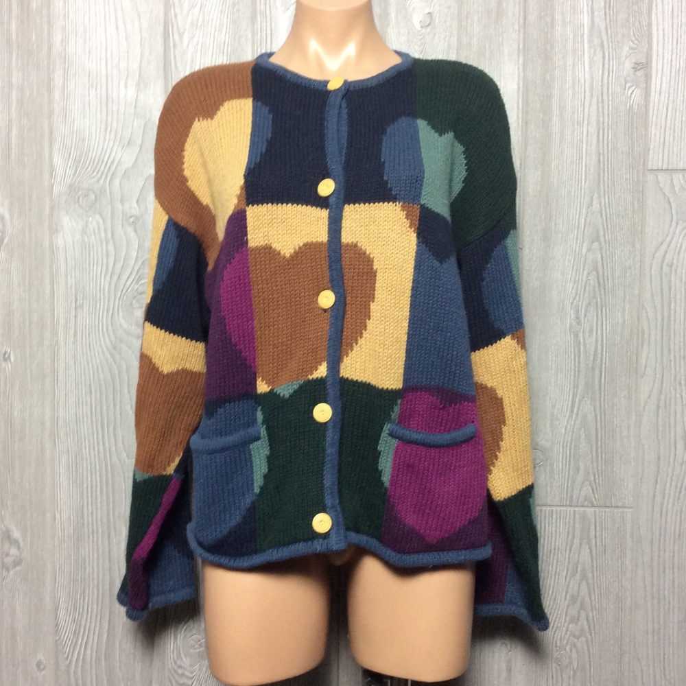 Vintage Heart Christopher & Banks Cardigan XL